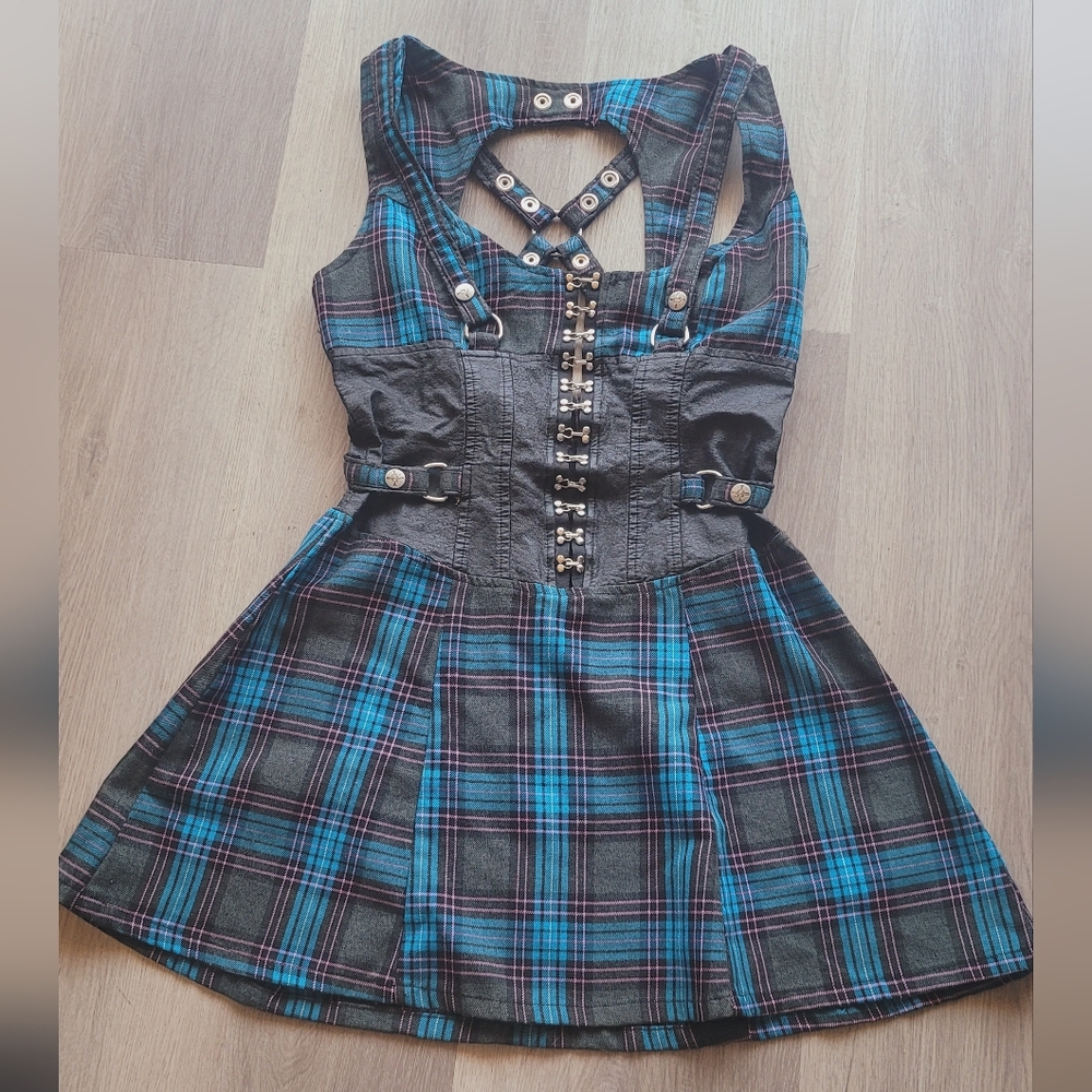 Lip Service Blue and Black Halter Fit and Flare Dress